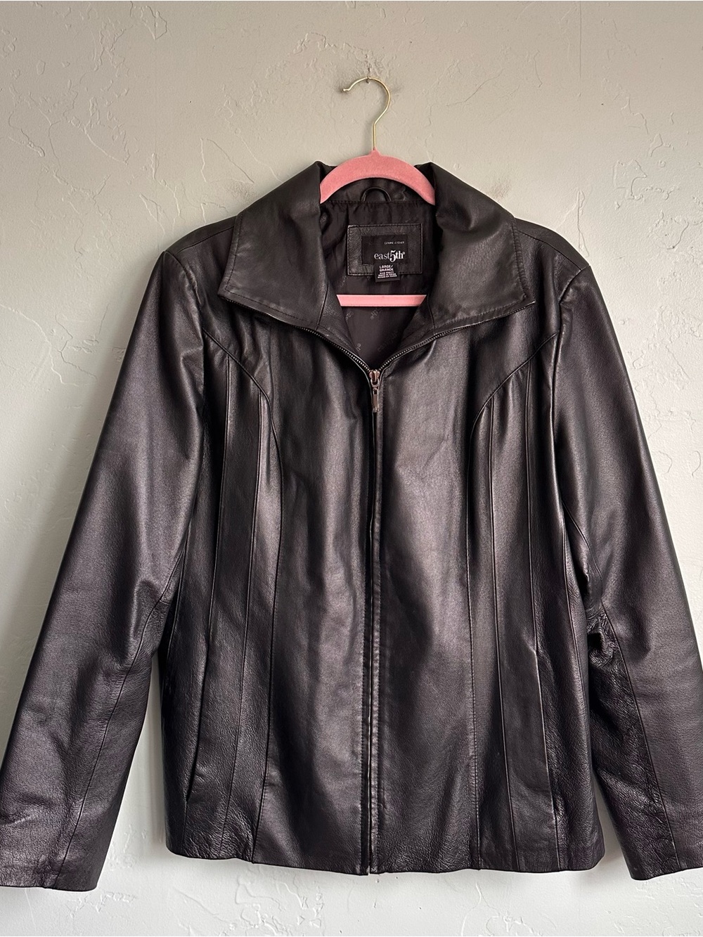 East 5th Black Leather Zip Jacket